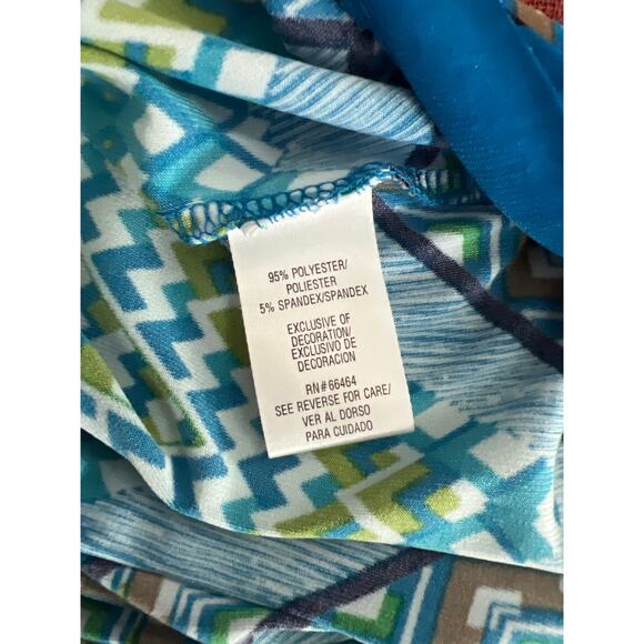 STUDIO ONE NY Shift Midi White Green Blue Sleeveless Embellished Neck Dress 18 - Picture 8 of 9